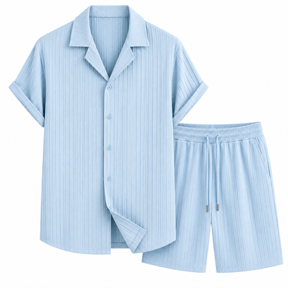 Men’s Black 2 Piece Co-Ord Set | Premium Casual Matching Shirt & Shorts Outfit