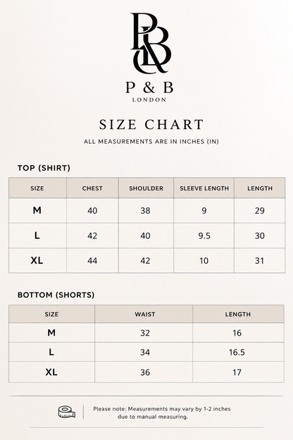 Men’s Black 2 Piece Co-Ord Set | Premium Casual Matching Shirt & Shorts Outfit