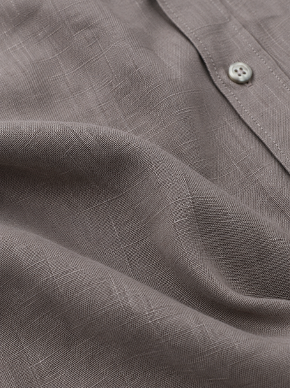 P&B London Premium Linen Blend Shirt – Lightweight Breathable Men’s Summer Shirt | Grey