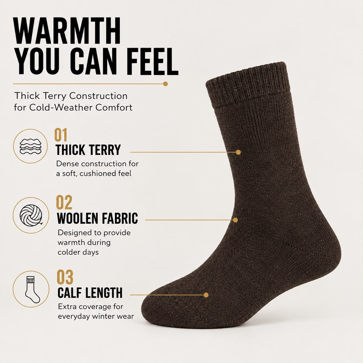 5 Pack Thermal Socks for Men – Warm Winter Thick Crew Socks | Soft & Comfortable Cold Weather Socks