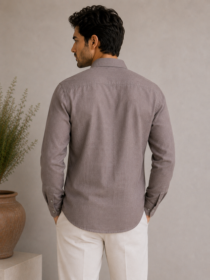 P&B London Premium Linen Blend Shirt – Lightweight Breathable Men’s Summer Shirt | Grey