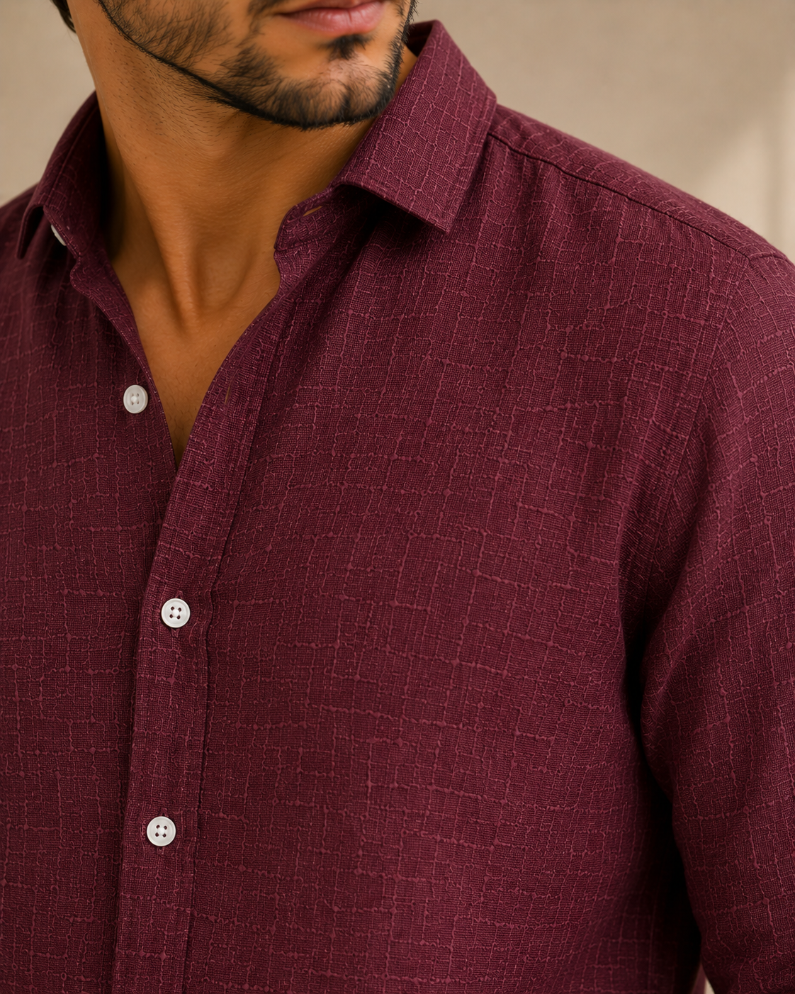P&B London Premium Linen Blend Shirt – Burgundy Wine | Lightweight Breathable Men’s Summer Shirt